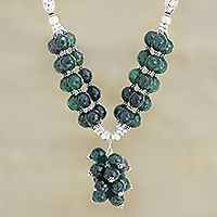 Onyx pendant necklace, 'Bouquet in Green'