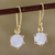 Gold-plated rainbow moonstone dangle earrings, 'Misty Freeze' - Gold-Plated Rainbow Moonstone Dangle Earrings from India (image 2) thumbail