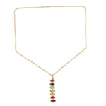 Gold-plated multi-gemstone pendant necklace, 'Chakra Stones' - Gold-Plated Multi-Gemstone Pendant Necklace from India