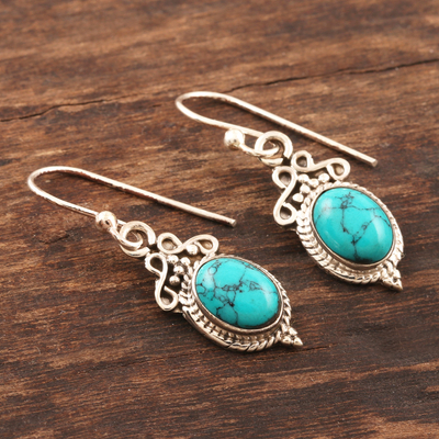 Sterling silver dangle earrings, 'Classic Duo' - Hand Crafted Sterling Silver Dangle Earrings from India