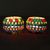 Glass mosaic tealight holders, 'Vibrant Leaves' (pair) - Colorful Glass Mosaic Tealight Holders from India (Pair)