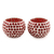 Glass mosaic tealight holders, 'Burning Stars' (pair) - Red Star Glass Mosaic Tealight Holders (Pair)