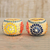 Glass mosaic tealight holders, 'Ambient Flowers' (pair) - Hand Crafted Glass Mosaic Tealight Holders (Pair)