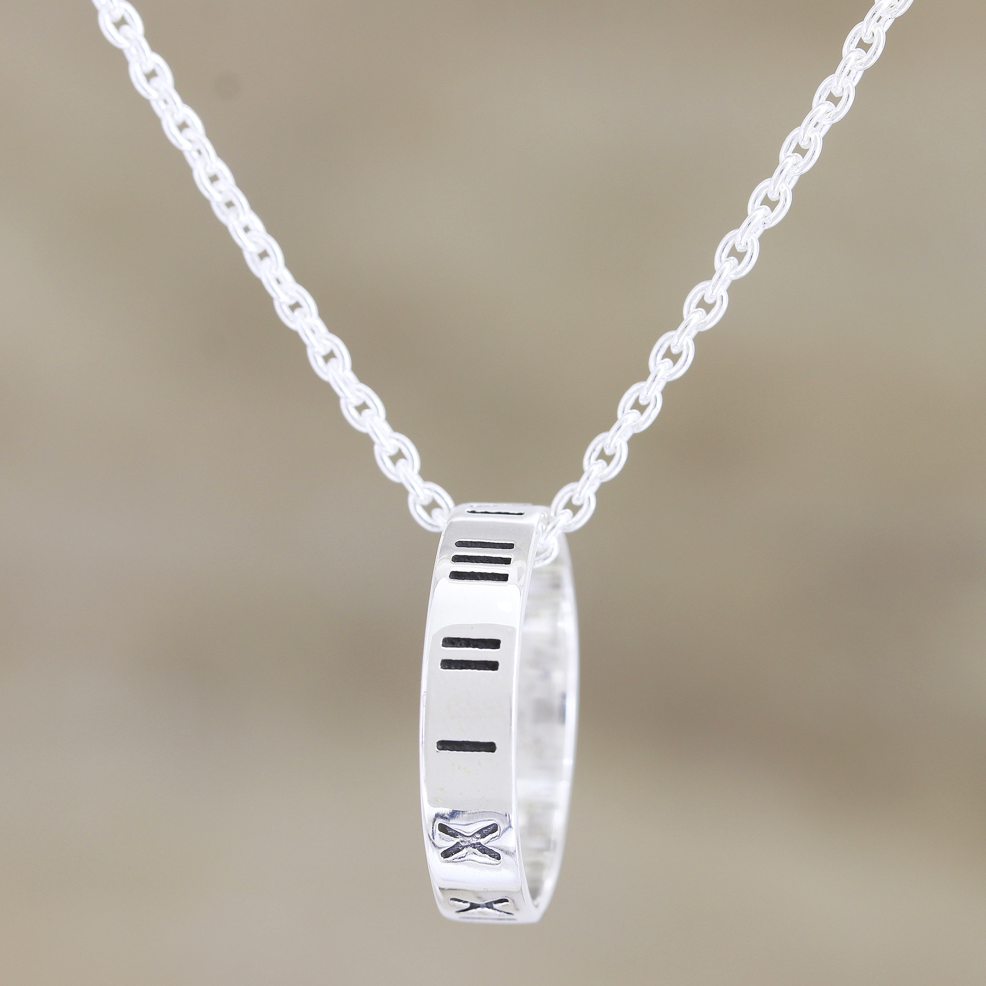 roman numeral necklace silver