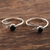 Onyx toe rings, 'Midnight Feathers' (pair) - Black Onyx and Sterling Silver Toes Rings (Pair) (image 2) thumbail