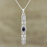 Onyx pendant necklace, 'Midnight Heart' - Sterling Silver and Black Onyx Pendant Necklace