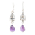 Amethyst dangle earrings, 'Violet Buddha' - Amethyst and Sterling Silver Buddha Dangle Earrings thumbail