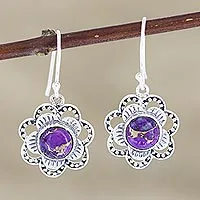 Sterling silver dangle earrings, Snow Flowers