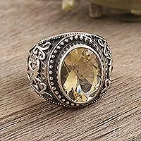 Men's citrine cocktail ring, 'Supreme Spirit'