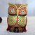Gold-accented wood statuette, 'Golden Owl' - Hand Made Kadam Wood and Gold Leaf Owl Statuette thumbail