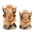 Holzstatuetten mit Goldakzent, (Paar) - Handgefertigte Ganesha-Statuette aus Kadam-Holz und Blattgold (Paar)