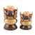 Gold-accented wood statuettes, 'Imperial Ganesha' (pair) - Handmade Kadam Wood and Gold Leaf Ganesha Statuette (Pair)