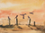 'Starving Crows' - Watercolor Landscape Painting on Handmade Paper thumbail