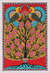 Madhubani painting, 'Spring Greetings' - Acrylic Bird and Tree Painting on Handmade Paper