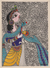 Madhubani painting, 'Benevolent Krishna' - Krishna-Themed Madhubani Painting on Handmade Paper thumbail