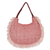 Hobo-Tasche aus Leinen, 'Pink Cheer' - Französische Umhängetasche aus Leinen und Baumwolle aus Indien