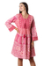 Embroidered cotton a-line dress, 'Petal Pink' - Embroidered Cotton A-Line Dress from India (image 2a) thumbail