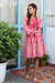 Embroidered cotton a-line dress, 'Petal Pink' - Embroidered Cotton A-Line Dress from India (image 2b) thumbail