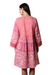Embroidered cotton a-line dress, 'Petal Pink' - Embroidered Cotton A-Line Dress from India (image 2d) thumbail