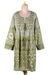 Embroidered cotton tunic dress, 'Cool Green' - Screen Printed Embroidered Cotton Dress (image 2e) thumbail