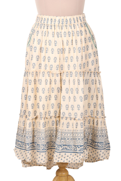 Embroidered viscose skirt, 'Celebration Season' - Embroidered Viscose Floral-Motif Skirt