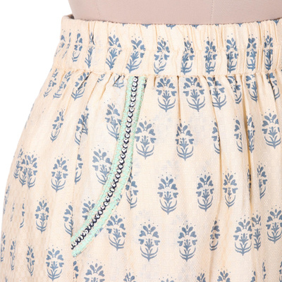 Falda de viscosa bordada - Falda de viscosa con motivos florales bordados