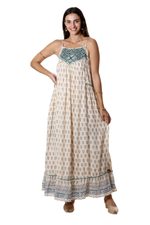 Embroidered sundress, 'Corfu Seas' - Embroidered Viscose Floral Motif Maxi Dress