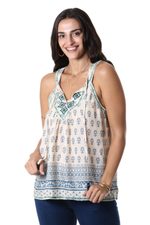 Embroidered viscose sleeveless blouse, 'Floral Fun' - Embroidered Viscose Floral-Motif Sleeveless Blouse