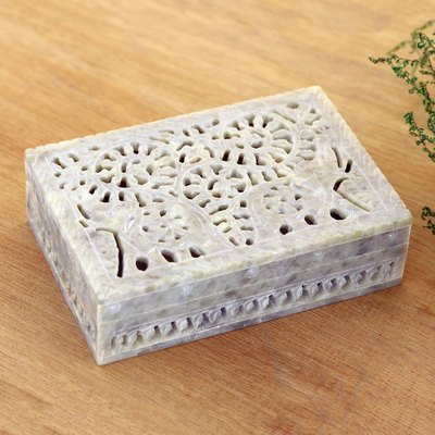 Dekorative Box aus Speckstein - Handgefertigte dekorative Elefantenbox aus Speckstein