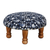 Upholstered ottoman foot stool, 'Blue Blossoms' - Blue and White Floral Motif Ottoman Foot Stool