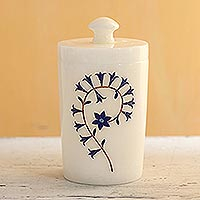 Decorative inlaid marble jar, Curling Blooms