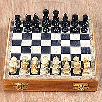 Soapstone chess set, 'Intellectual Challenge' - Hand Crafted Soapstone Chess Set