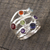 Multi-gemstone band ring, 'Rainbow Water' - Amethyst and Blue Topaz Multi-Gem Band Ring (image 2) thumbail