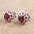 Rhodium-plated ruby and garnet stud earrings, 'True Harmony' - Rhodium-Plated Ruby and Garnet Stud Earrings (image 2b) thumbail