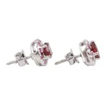 Rhodium-plated ruby and garnet stud earrings, 'True Harmony' - Rhodium-Plated Ruby and Garnet Stud Earrings