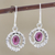 Garnet dangle earrings, 'Scarlet Coil' - Handmade Sterling Silver and Garnet Dangle Earrings (image 2) thumbail