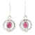 Garnet dangle earrings, 'Scarlet Coil' - Handmade Sterling Silver and Garnet Dangle Earrings thumbail