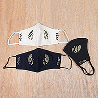 Embroidered Cotton Virgo-Themed Face Masks (Set of 3),'Successful Virgo'