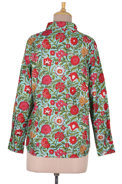 Hemd aus Baumwolle mit Blumenmuster - Bedrucktes Baumwollhemd mit Knöpfen