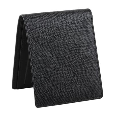 Men's leather wallet, 'Constant Companion' - Artisan Crafted Men's Textured Leather Wallet