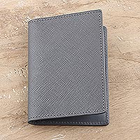Men's leather wallet, 'Classy Companion' - Men's Textured Grey Leather Wallet
