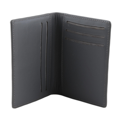 Men's leather wallet, 'Classy Companion' - Men's Textured Grey Leather Wallet