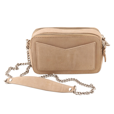 Hand Crafted Taupe Leather Sling Bag