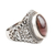 Men's garnet single stone ring, 'Revitalized Passion' - Men's Hand Made Garnet and Sterling Silver Cocktail Ring