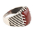 Men's onyx cocktail ring, 'Knight's Charm' - Men's Red Onyx and Sterling Silver Cocktail Ring