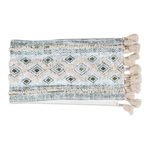 Cotton table linen set, 'Sea Diamonds' (set for 4) - Fringed Cotton Table Linen Set (Set for 4)