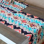 Cotton table linen set, 'Sunset Shores' (set for 4) - Geometric-Patterned Cotton Table Linen Set (Set for 4)