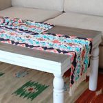 Cotton table linen set, 'Sunset Shores' (set for 4) - Geometric-Patterned Cotton Table Linen Set (Set for 4)