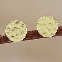 Gold-plated stud earrings, 'Golden Companion' - Gold-Plated Sterling Silver Stud Earrings