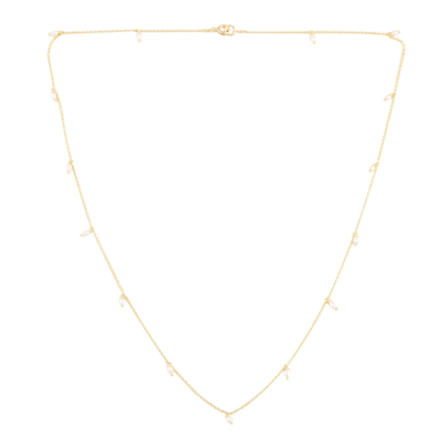 Collar con charm de perlas cultivadas chapado en oro - Collar de perlas cultivadas en plata de primera ley con baño de oro